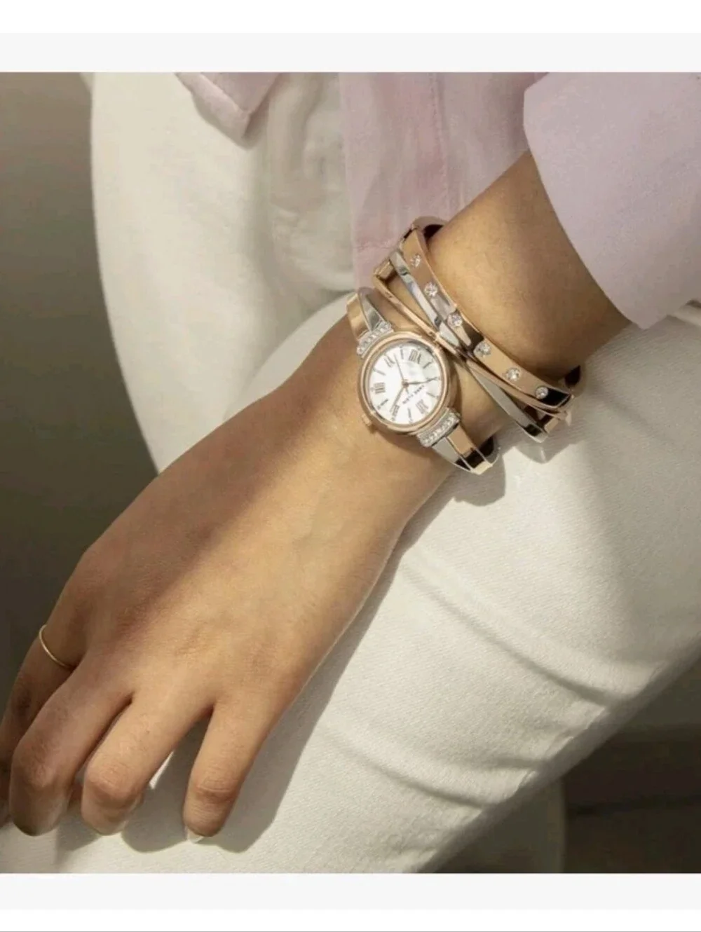 Anne Klein Women's Premium Crystal Accented Bangle Watch Set, AK/2245